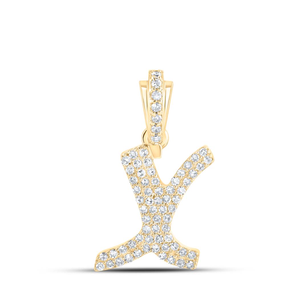 Lowercase Cursive A-Z Letter Initial Diamond Pendant 10K Gold