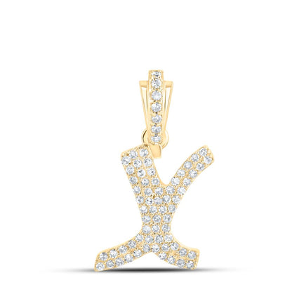 Lowercase Cursive A-Z Letter Initial Diamond Pendant 10K Gold