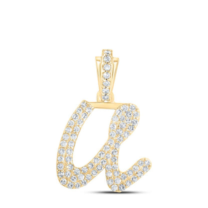 Lowercase Cursive A-Z Letter Initial Diamond Pendant 10K Gold