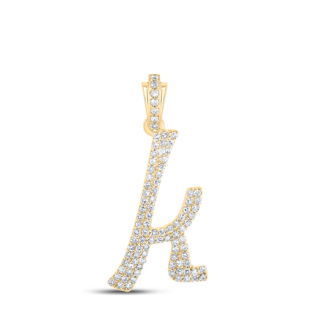 Lowercase Cursive A-Z Letter Initial Diamond Pendant 10K Gold