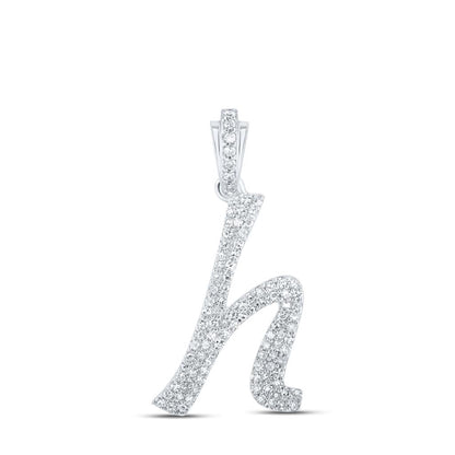 Lowercase Cursive A-Z Letter Initial Diamond Pendant 10K Gold