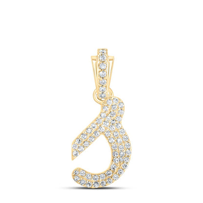 Lowercase Cursive A-Z Letter Initial Diamond Pendant 10K Gold