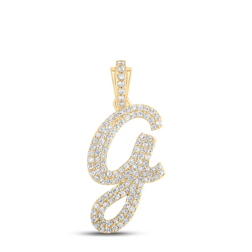 Lowercase Cursive A-Z Letter Initial Diamond Pendant 10K Gold