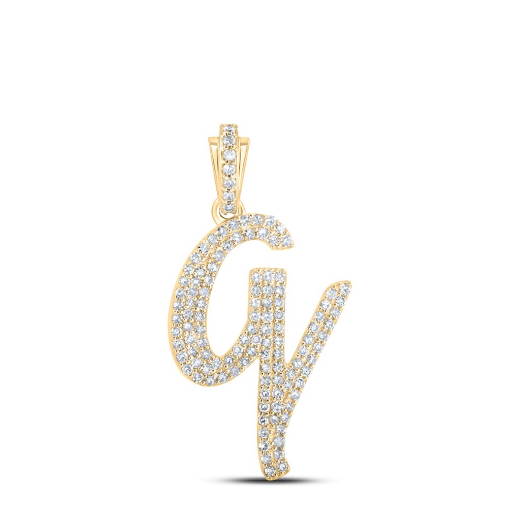 Lowercase Cursive A-Z Letter Initial Diamond Pendant 10K Gold