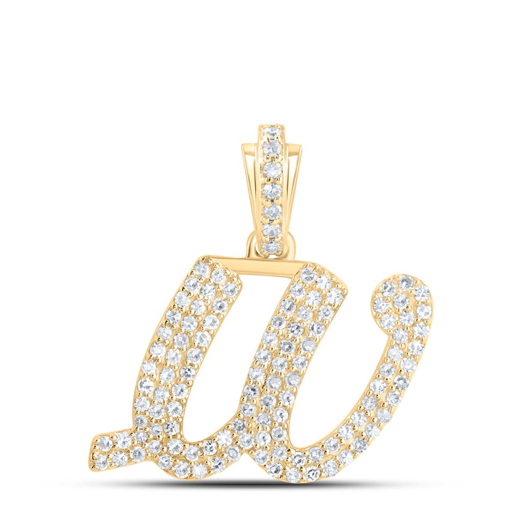Lowercase Cursive A-Z Letter Initial Diamond Pendant 10K Gold