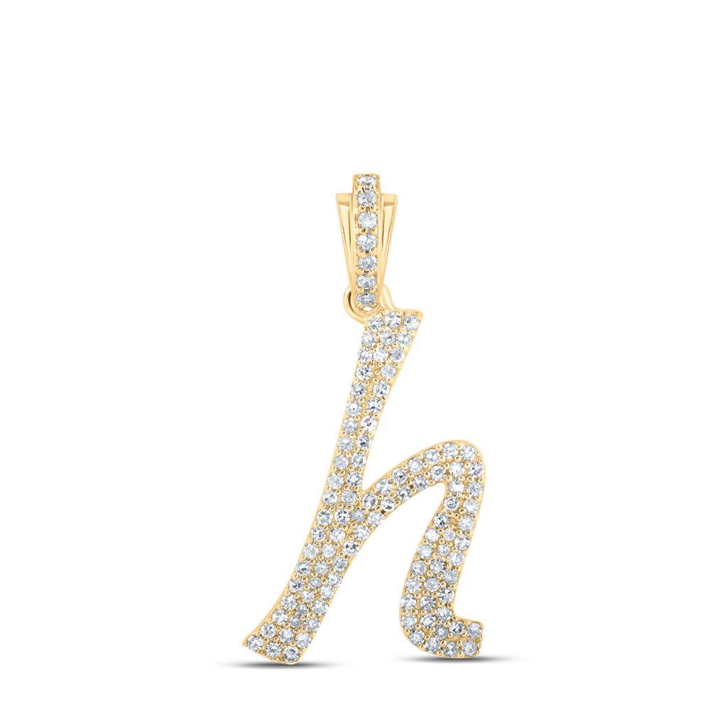 Lowercase Cursive A-Z Letter Initial Diamond Pendant 10K Gold
