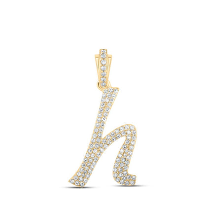 Lowercase Cursive A-Z Letter Initial Diamond Pendant 10K Gold