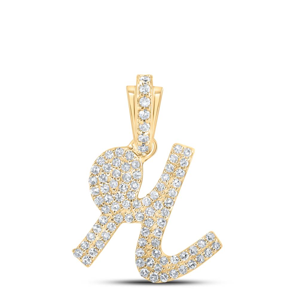 Lowercase Cursive A-Z Letter Initial Diamond Pendant 10K Gold