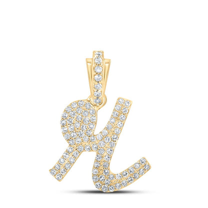 Lowercase Cursive A-Z Letter Initial Diamond Pendant 10K Gold