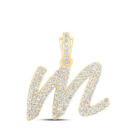 Lowercase Cursive A-Z Letter Initial Diamond Pendant 10K Gold