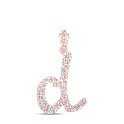 Lowercase Cursive A-Z Letter Initial Diamond Pendant 10K Gold
