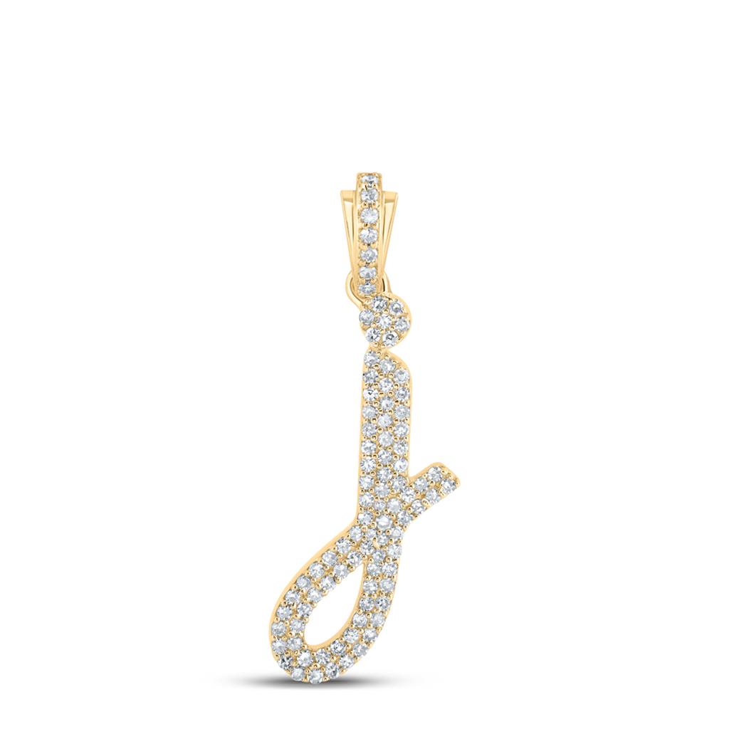 Lowercase Cursive A-Z Letter Initial Diamond Pendant 10K Gold