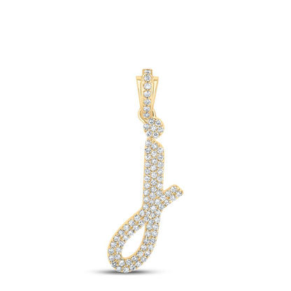 Lowercase Cursive A-Z Letter Initial Diamond Pendant 10K Gold