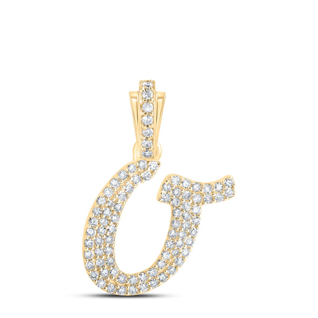 Lowercase Cursive A-Z Letter Initial Diamond Pendant 10K Gold