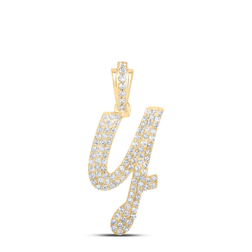Lowercase Cursive A-Z Letter Initial Diamond Pendant 10K Gold