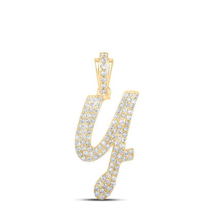 Lowercase Cursive A-Z Letter Initial Diamond Pendant 10K Gold