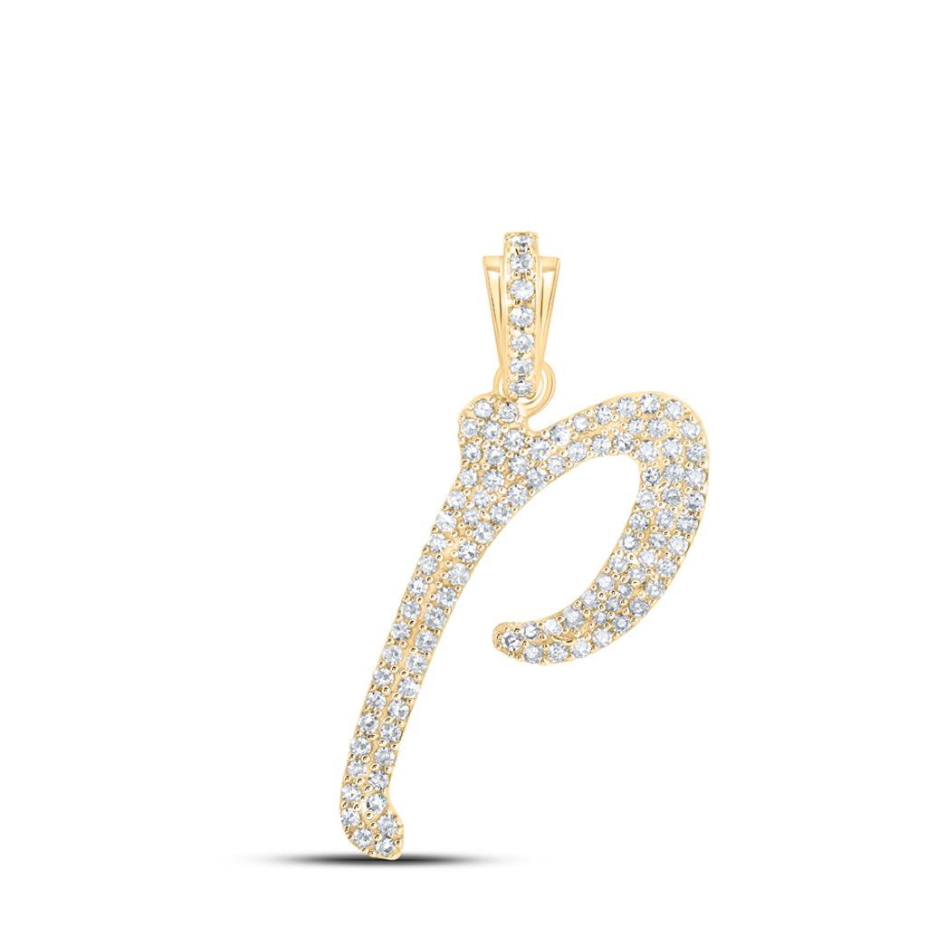 Lowercase Cursive A-Z Letter Initial Diamond Pendant 10K Gold