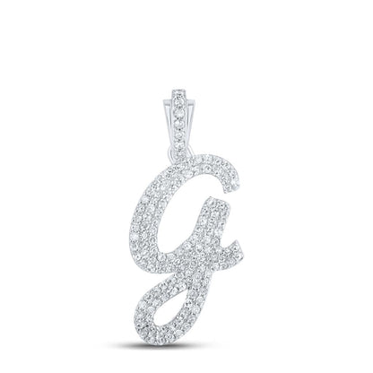 Lowercase Cursive A-Z Letter Initial Diamond Pendant 10K Gold