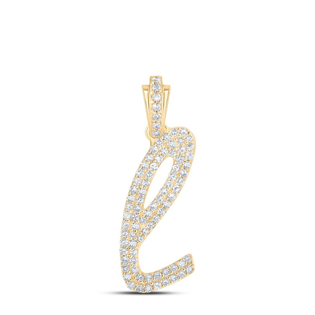 Lowercase Cursive A-Z Letter Initial Diamond Pendant 10K Gold