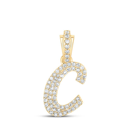 Lowercase Cursive A-Z Letter Initial Diamond Pendant 10K Gold