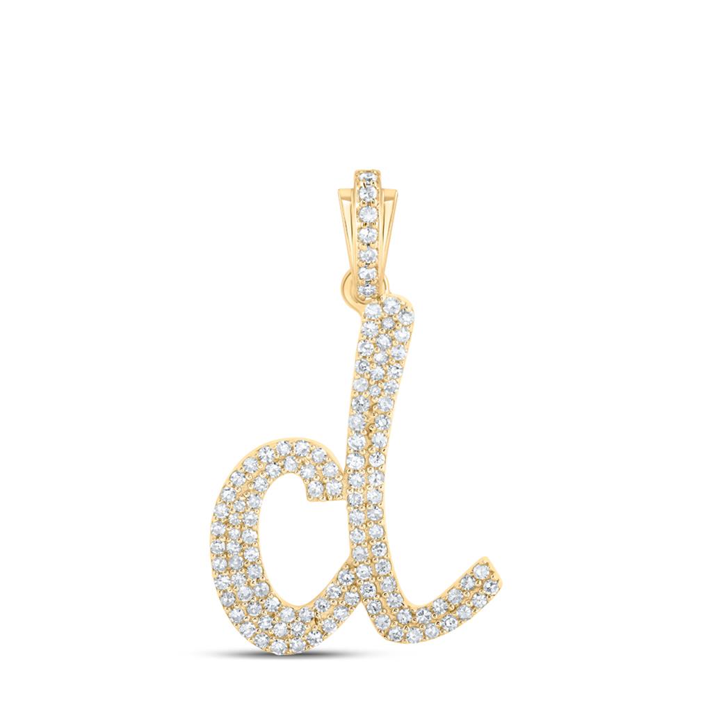 Lowercase Cursive A-Z Letter Initial Diamond Pendant 10K Gold