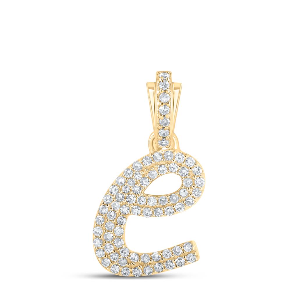Lowercase Cursive A-Z Letter Initial Diamond Pendant 10K Gold