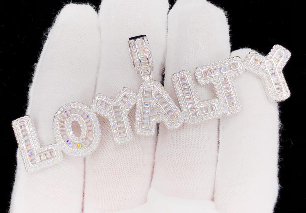 LOYALTY Baguette Bubble Iced Out Hip Hop Pendant
