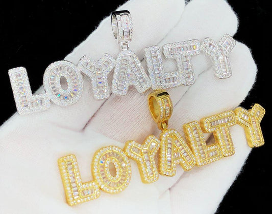 LOYALTY Baguette Bubble Iced Out Hip Hop Pendant