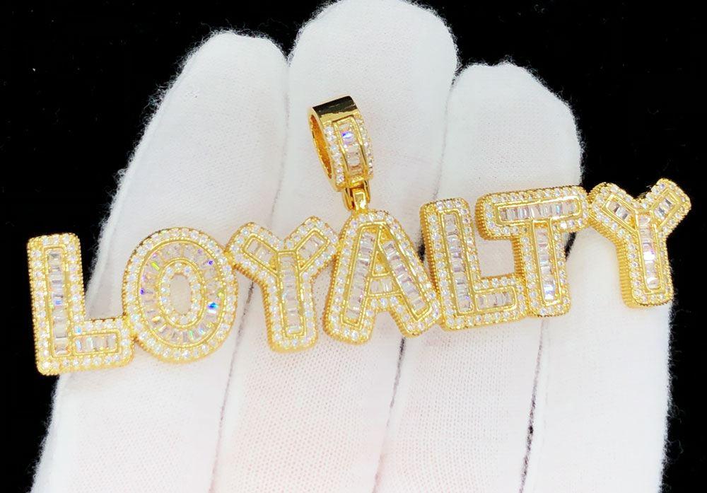 LOYALTY Baguette Bubble Iced Out Hip Hop Pendant