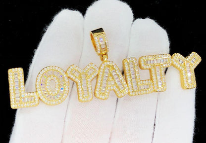 LOYALTY Baguette Bubble Iced Out Hip Hop Pendant