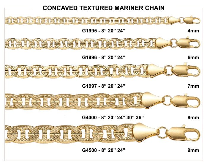 Mariner Frosted Concave Gold Plated Chain Necklace