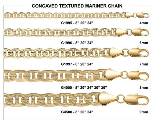 Mariner Frosted Concave Gold Plated Chain Necklace