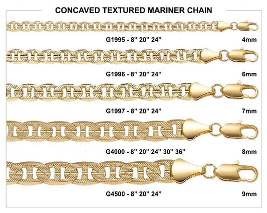 Mariner Frosted Concave Gold Plated Chain Necklace
