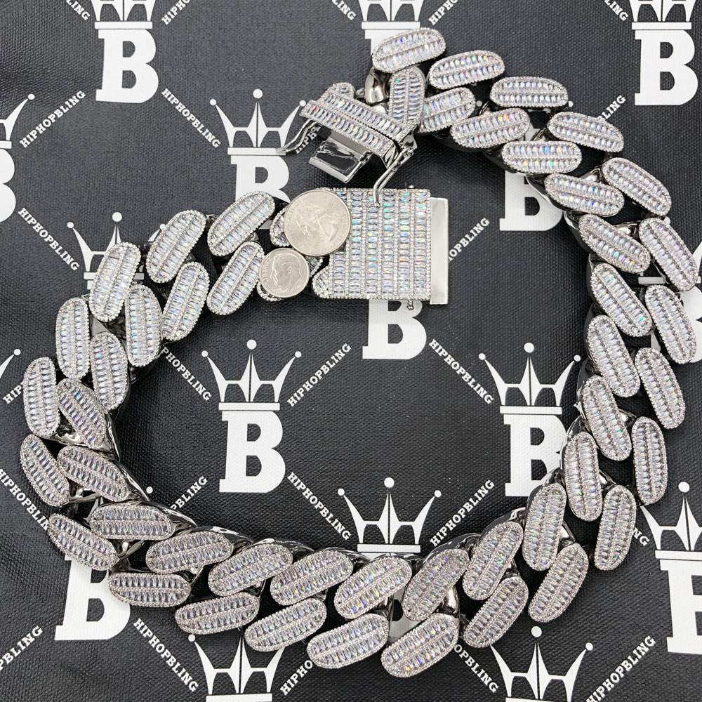 MASSIVE 40MM Baguette Cuban Hip Hop Iced Out Chain