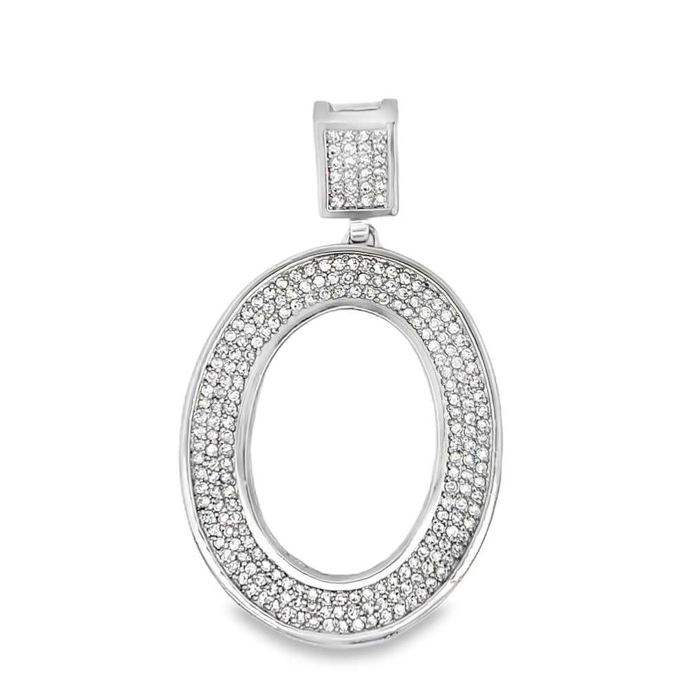 Medium Block Initial Letter White CZ Iced Out Pendant