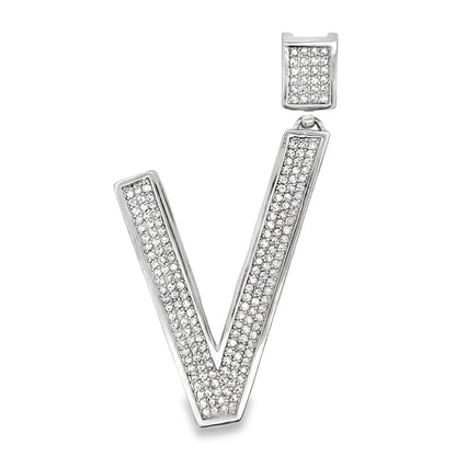 Medium Block Initial Letter White CZ Iced Out Pendant