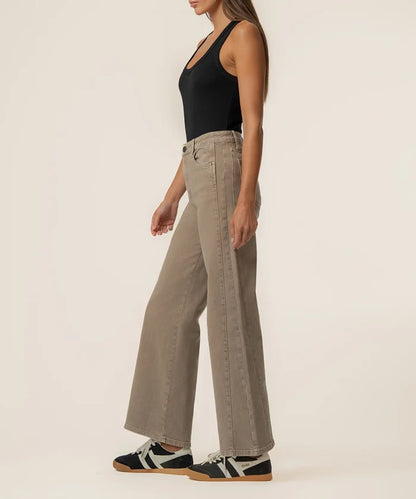 Meg High Rise Wide Leg Side Panel (Milk Tea)