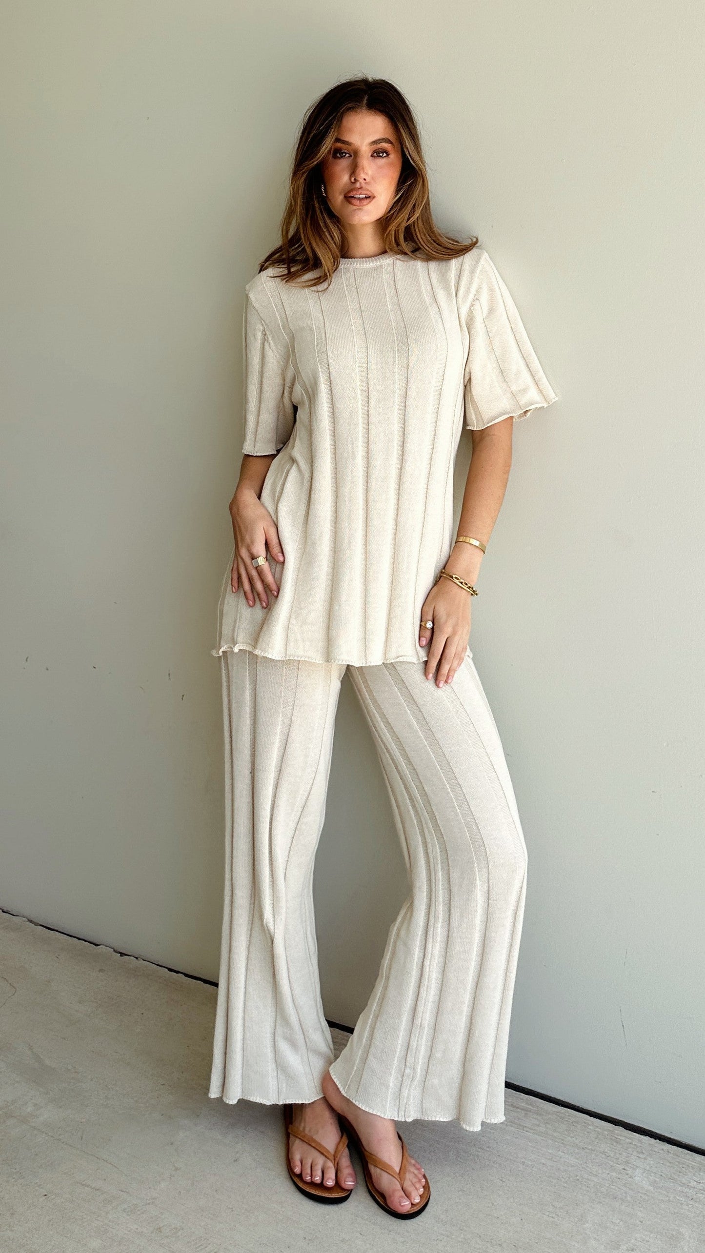 Bayu Knit Pants - Cream