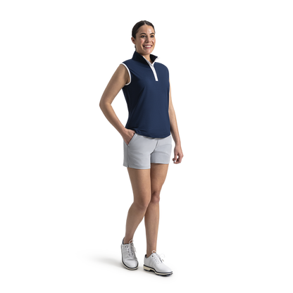 Mock Snap Sleeveless Women - Navy