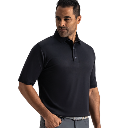 Performance Stretch Pique Solid Self Collar - Black
