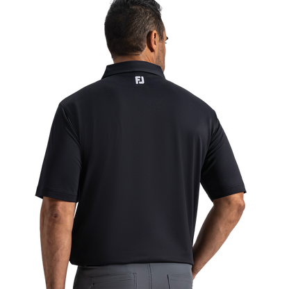Performance Stretch Pique Solid Self Collar - Black