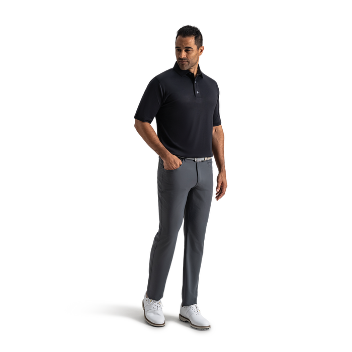 Performance Stretch Pique Solid Self Collar - Black