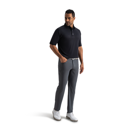 Performance Stretch Pique Solid Self Collar - Black