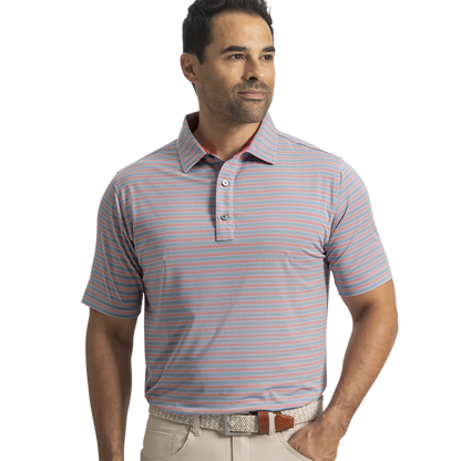 Pinstripe Cluster Stripe Lisle - Chambray / Nantucket Red / White