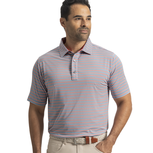 Pinstripe Cluster Stripe Lisle - Chambray / Nantucket Red / White