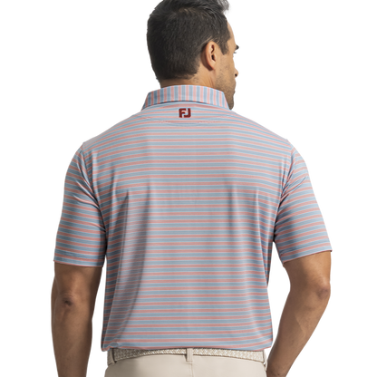 Pinstripe Cluster Stripe Lisle - Chambray / Nantucket Red / White