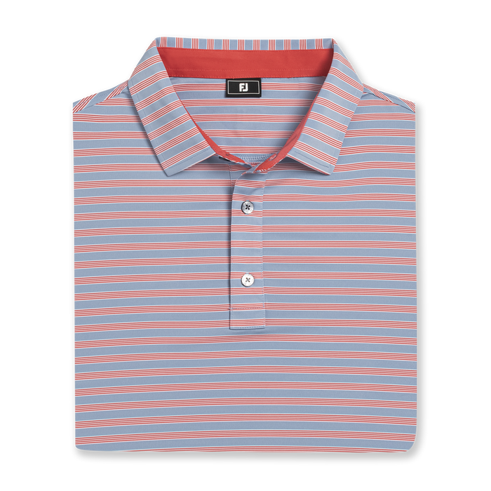 Pinstripe Cluster Stripe Lisle - Chambray / Nantucket Red / White
