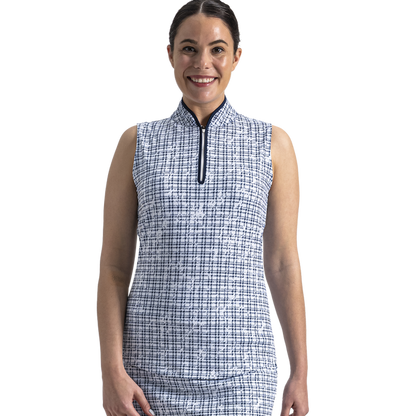 Printed Tank Women - Navy Plaid