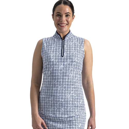 Printed Tank Women - Navy Plaid
