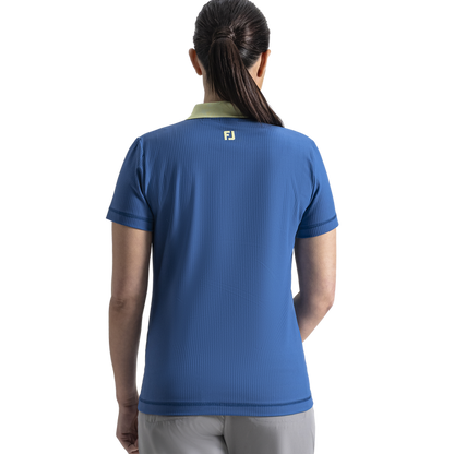Rib Polo Women - Lagoon Blue / Soft Lime